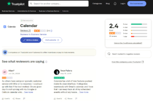 Calendar.com Trustpilot Reviews Screenshot